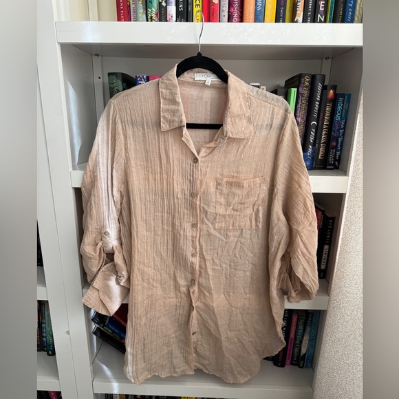 Eden & Olivia Tops - Boutique Eden & Olivia maternity lightweight long sleeve oversized shirt blouse